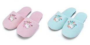 兔宝日本代购Sanrio三丽鸥HelloKitty凯蒂猫粉色花朵居家鞋棉拖鞋