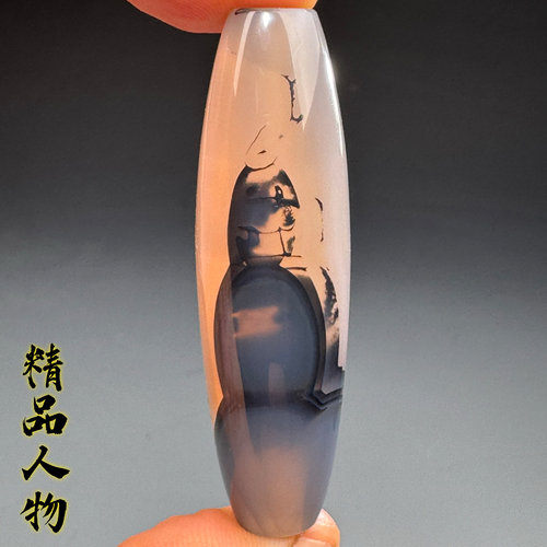 天然玛瑙象形人物图案珠宝奇石天珠吊坠挂件勒子珠子原石打磨 032