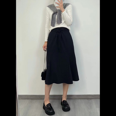 太好看了，优雅气质松紧高腰系带立体裁剪半身裙西装鱼尾裙春夏女