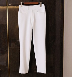 裤子女2020新款高端修身百搭职业裤白色西装裤女直筒宽松九分垂感