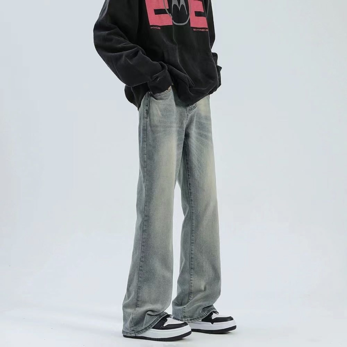 美式长裤牛仔裤春秋季美式微喇