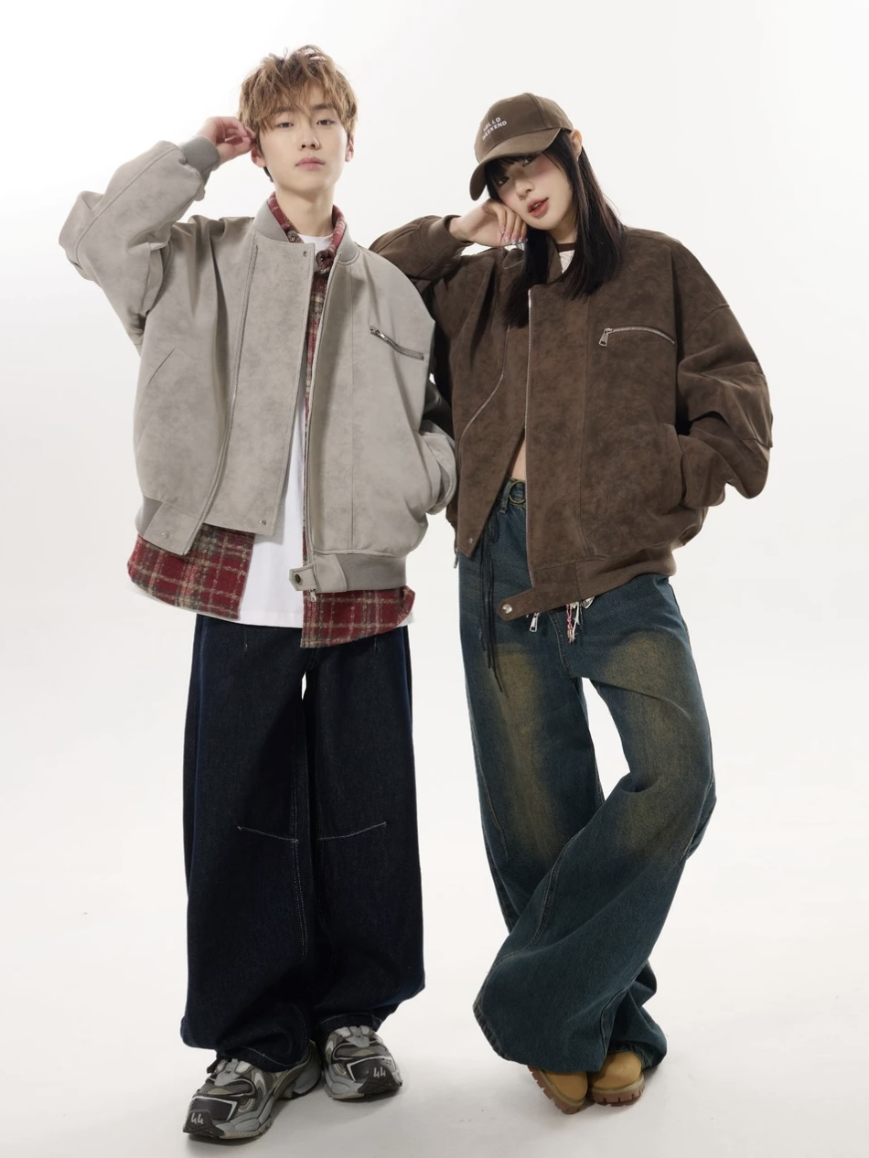 春季美式宽松机车服飞行夹克外套