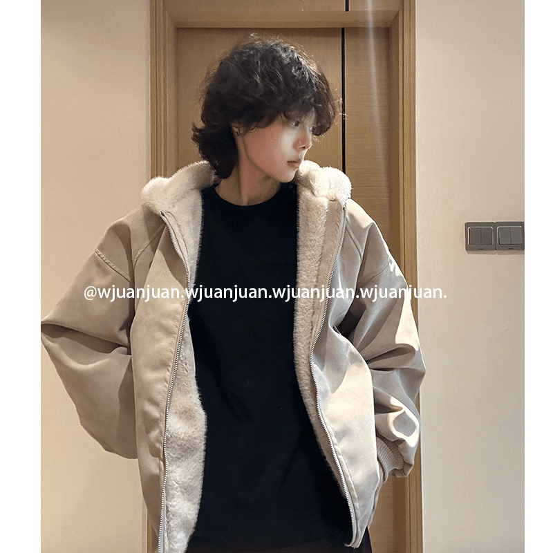 冬季美式座山雕加绒棉衣外套男