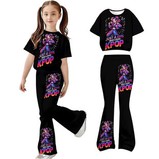 儿童套装 夏季 Hunters牛奶丝亲肤弹性喇叭裤 Pop猎魔女团Demon