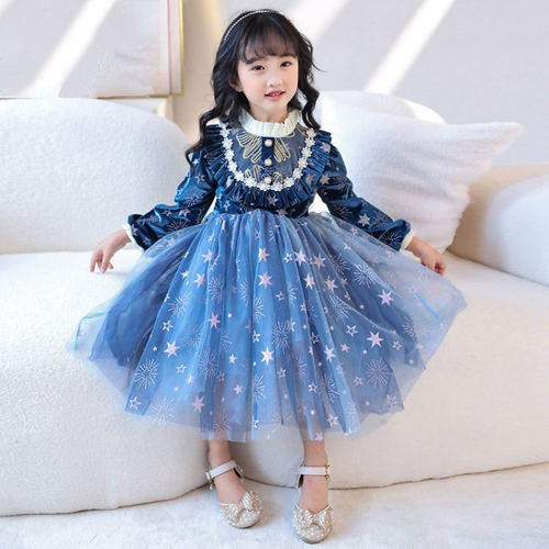 爱莎公主裙子秋冬新款女童加绒艾莎冰雪奇缘爱沙儿童服装连衣裙子