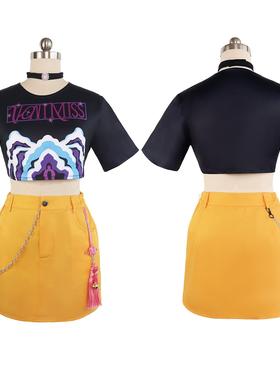 万圣节热卖 K-POP猎魔女团cos服米拉时尚印花欧美短裙cosplay套装