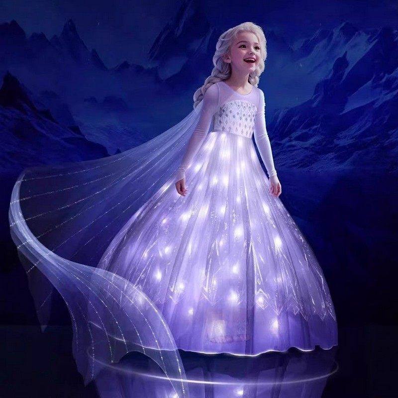 女童冰雪奇缘爱莎连衣裙小女孩会发光艾莎长裙子儿童生日礼服夏季,童装/婴儿装/亲子装,连衣裙,淘宝优惠券,粉丝福利购,淘宝优惠卷