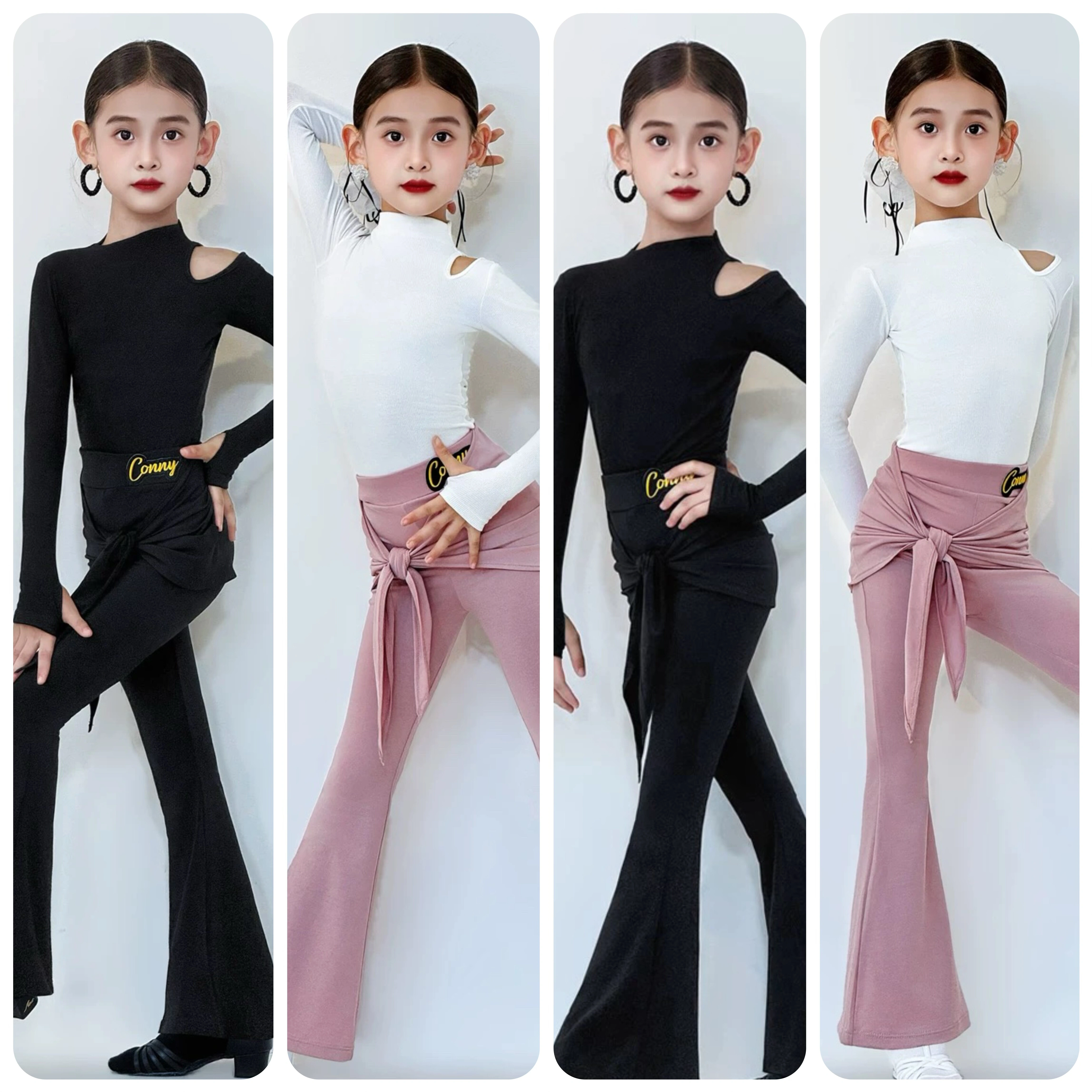 舞慧拉丁舞训练服女儿童舞蹈练功服长裤微喇叭黑色长袖上衣套装,运动/瑜伽/健身/球迷用品,拉丁舞练习套装,淘宝优惠券,粉丝福利购,淘宝优惠卷