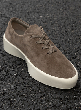 小紫人FOG CRAZY 101 棕色美式简约老钱风厚底增高休闲板鞋皮鞋男