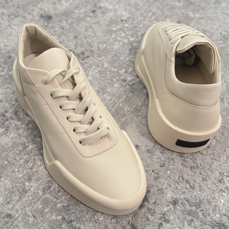 小紫人FOG CRAZY 简约老钱风牛皮户外舒适高级厚底增高休闲板鞋男