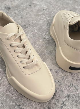 小紫人FOG CRAZY 简约老钱风牛皮户外舒适高级厚底增高休闲板鞋男