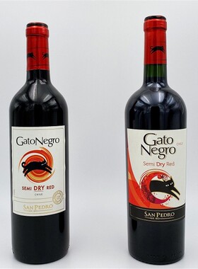 黑猫半甜红酒智利原瓶进口葡萄酒750ml 婚礼聚会party女性易喝