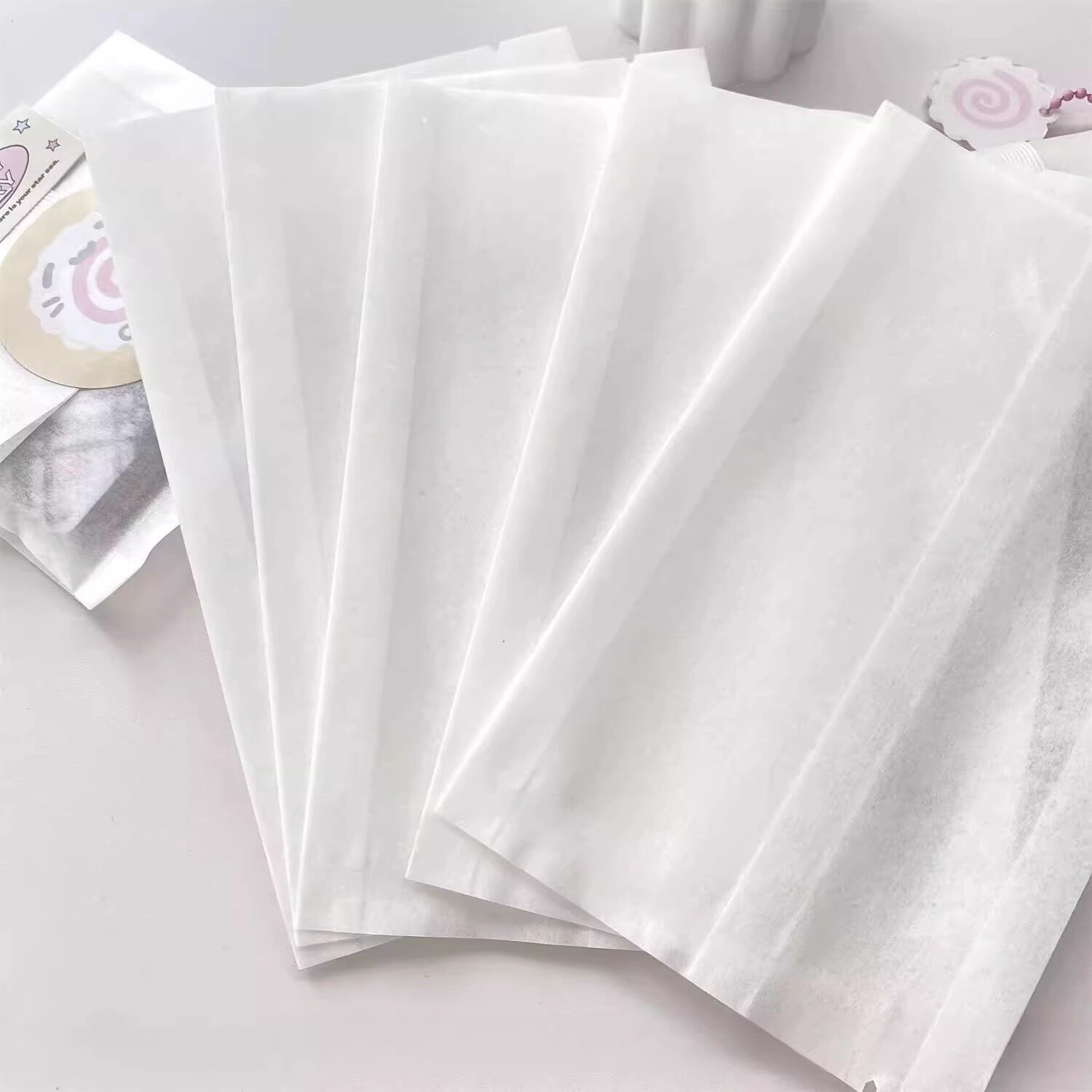 化妆包inins风纯白棉纸袋冰面包包装袋出卡打包材料小卡手账贴纸