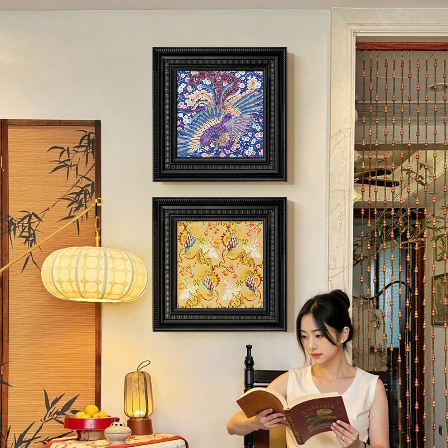 宋氏美学客厅装饰画复古法式中国风餐厅挂画中古高端刺绣玄关壁画图片