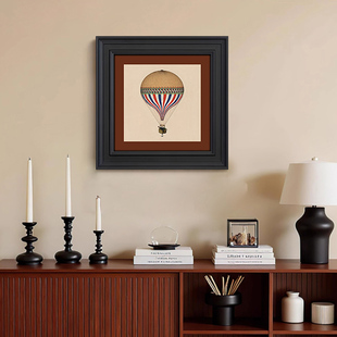 热气球中古风客厅挂画复古法式小众卧室床头装饰画艺术正方形壁画
