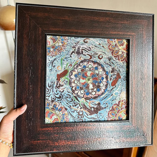 复古中古风装饰画高级感敦煌壁画莲花飞天新中式卧室挂画小众艺术