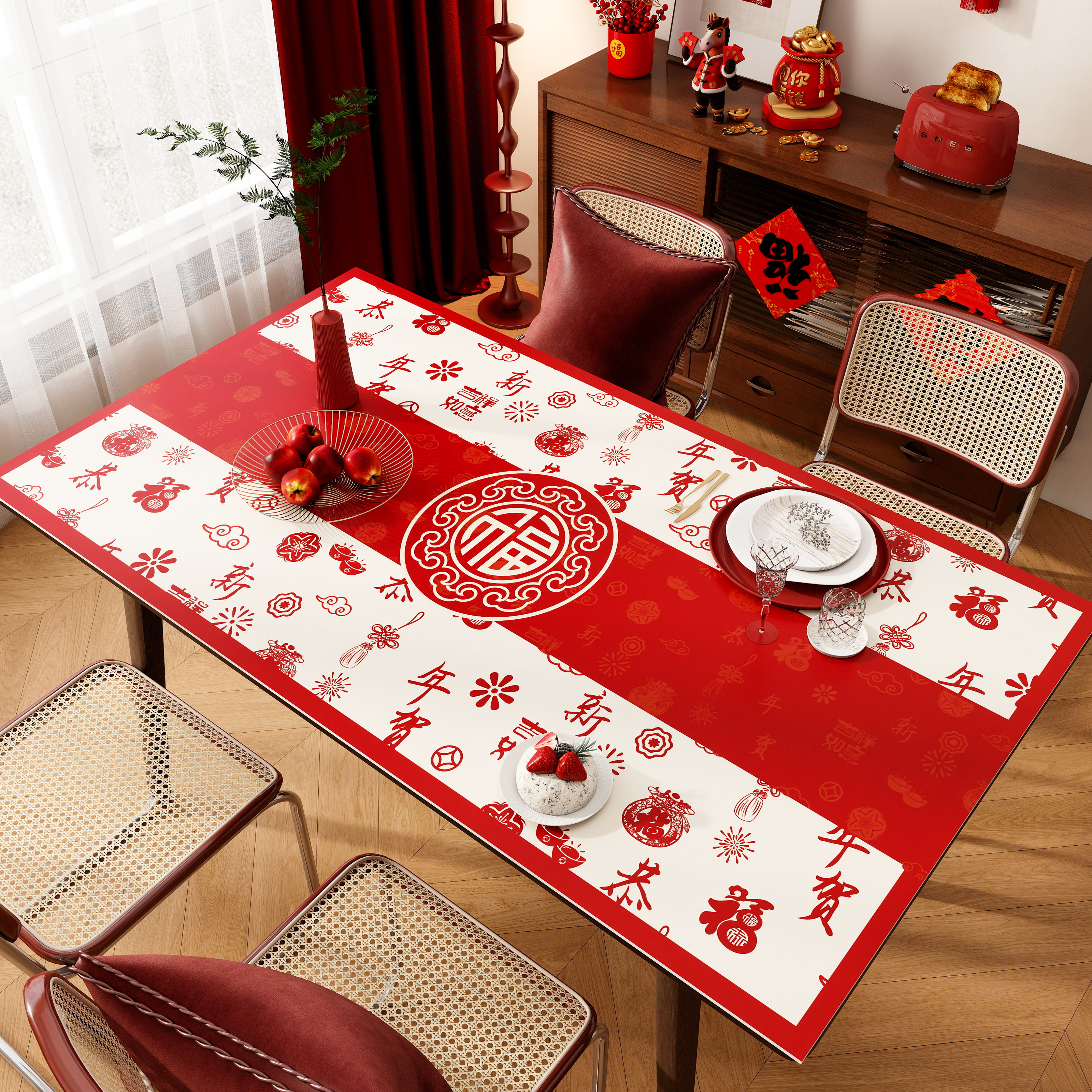加厚新年红色桌布防水防油免洗2026新款双面餐桌垫茶几桌面保护垫,居家布艺,桌布,淘宝优惠券,粉丝福利购,淘宝优惠卷