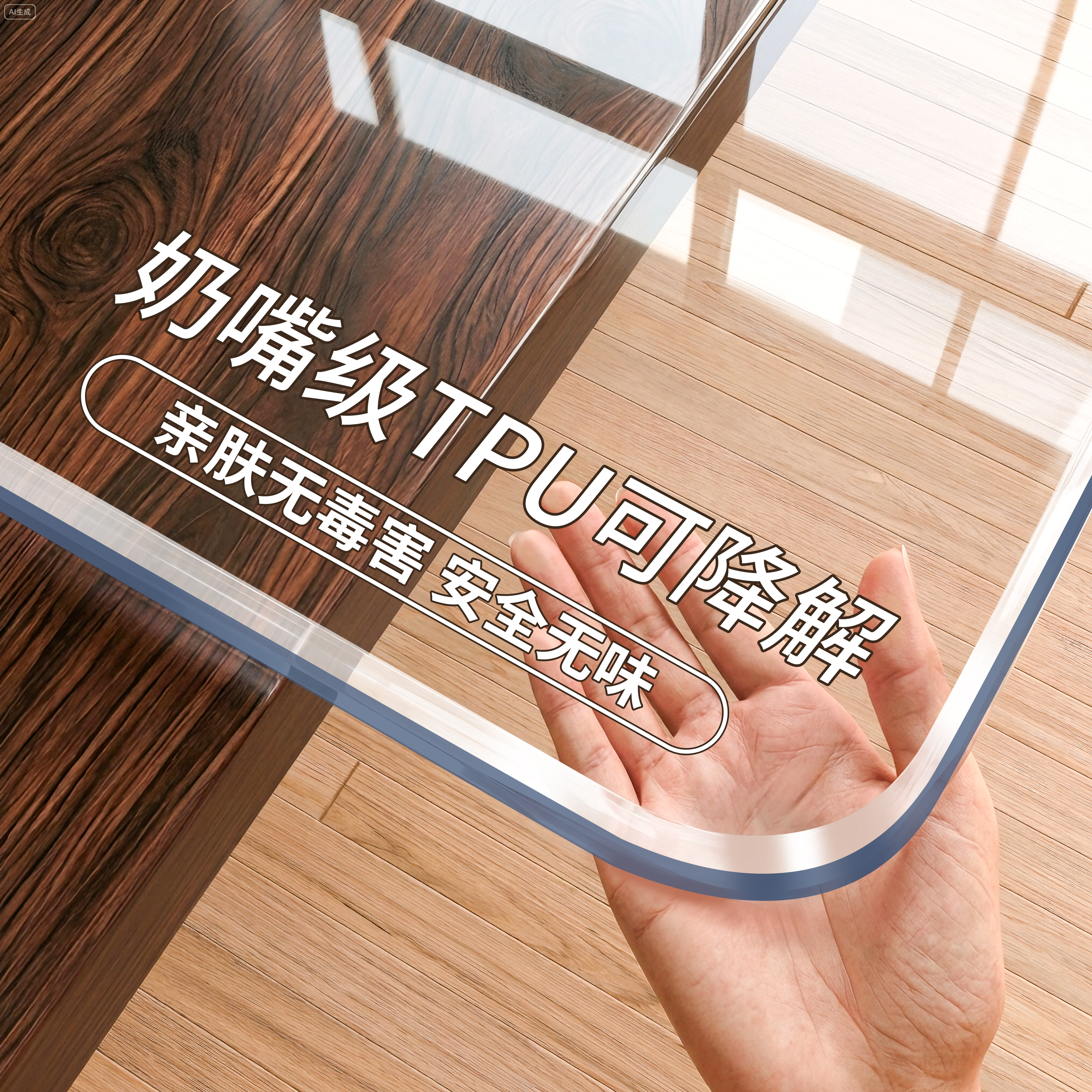 实木桌面TPU食品级防水防油桌垫图片