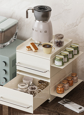 可堆叠轻奢置物架 咖啡机玄关桌收纳架 防尘药品茶具多功能架