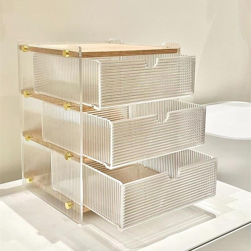 亚克力木制化妆品置物架香水护肤品收纳盒梳妆台轻奢风置物架