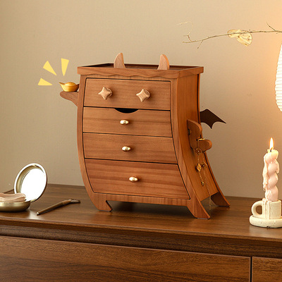 实木首饰盒收纳盒高档精致饰品黄金珠宝盒胖墩墩生日乔迁新婚礼物