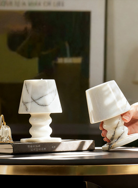 中古侘寂风大理石香薰杯摆件卧室餐厅样板房创意软装家居摆件