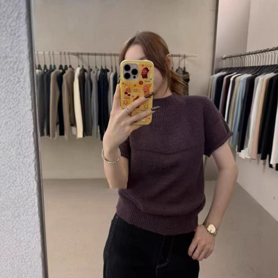 2026春季法式空气感温柔短袖针织