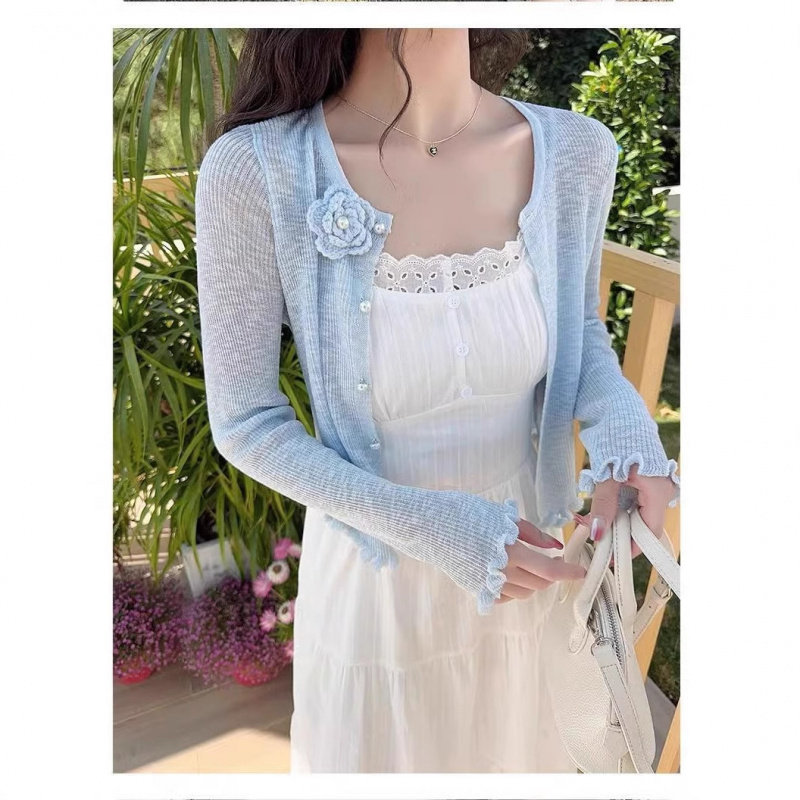 温柔风长袖防晒罩衫女夏季短款立体花朵针织开衫百搭休闲外穿上衣,女装/女士精品,时尚防晒服,淘宝优惠券,粉丝福利购,淘宝优惠卷