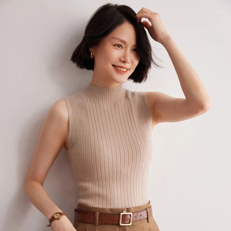 设计感半高领针织背心女西装内搭打底衫气质中领无袖坎肩春夏新款,女装/女士精品,抹胸,淘宝优惠券,粉丝福利购,淘宝优惠卷