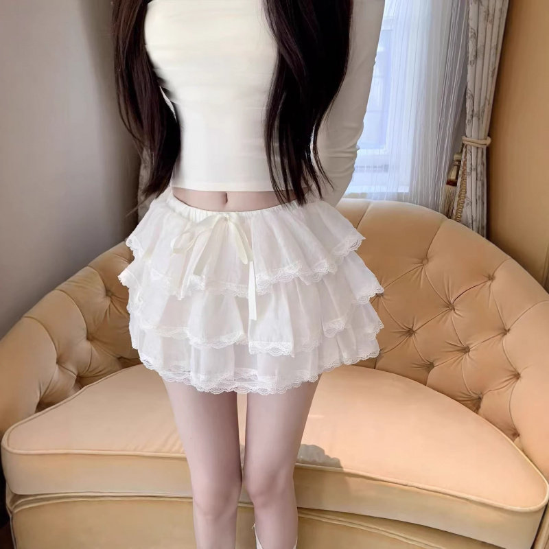 甜美芭蕾风蕾丝拼接松紧腰蛋糕裙女春季蓬蓬裙子百搭显瘦A字短裙,女装/女士精品,半身裙,淘宝优惠券,粉丝福利购,淘宝优惠卷
