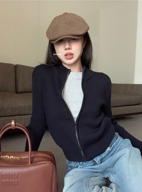 藏青色开衫外套女秋季外搭修身内