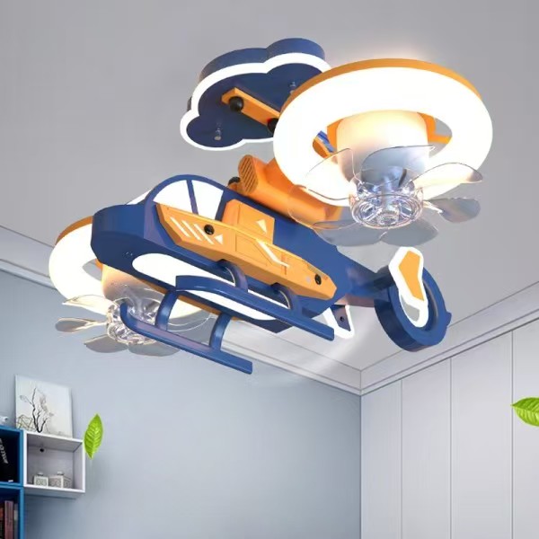 卡通直升机风扇全光谱护眼吸顶灯