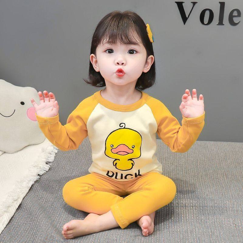 儿童睡衣套装春秋款长袖秋衣秋裤女童高腰护肚家居服女孩秋装洋气
