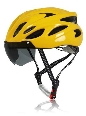 风镜单车一体成型骑行带灯头盔山地自行车轻便透气成人安全帽男女