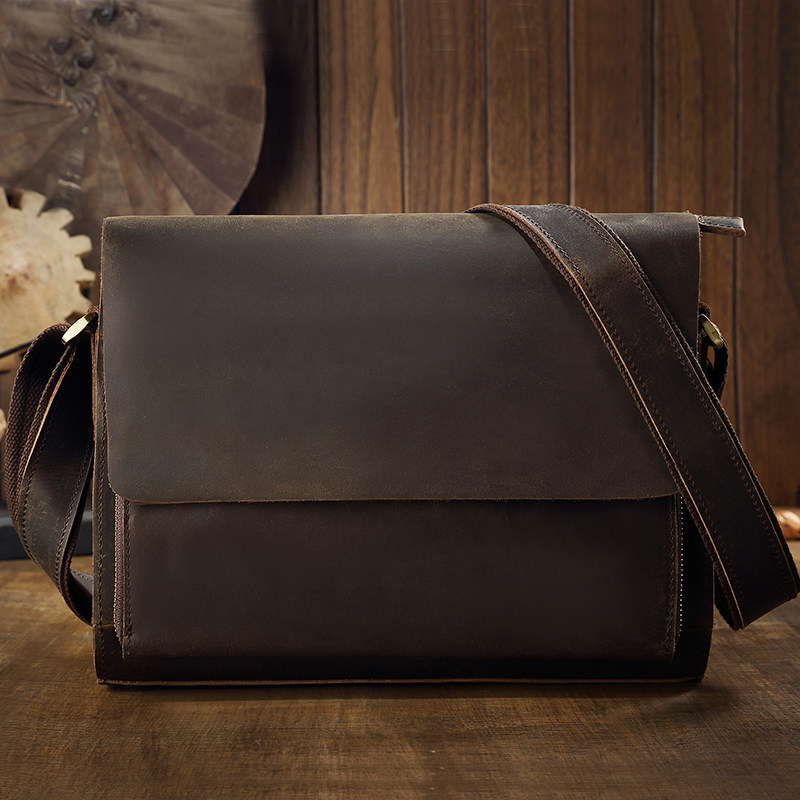 手工牛皮休闲斜挎包男士单肩包简约质感真皮男包国潮邮差包横款包,箱包皮具/热销女包/男包,男士包袋,淘宝优惠券,粉丝福利购,淘宝优惠卷