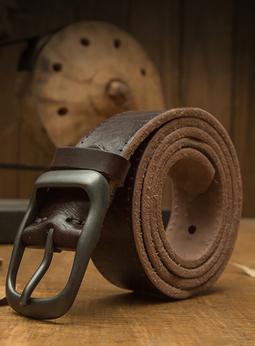 手工皮带牛皮男针扣头层纯真皮休闲复古手学生裤带中青年牛仔腰带