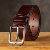 中青年腰带休闲潮流 个性 手工真皮皮带男头层牛皮针扣简约裤 带时尚