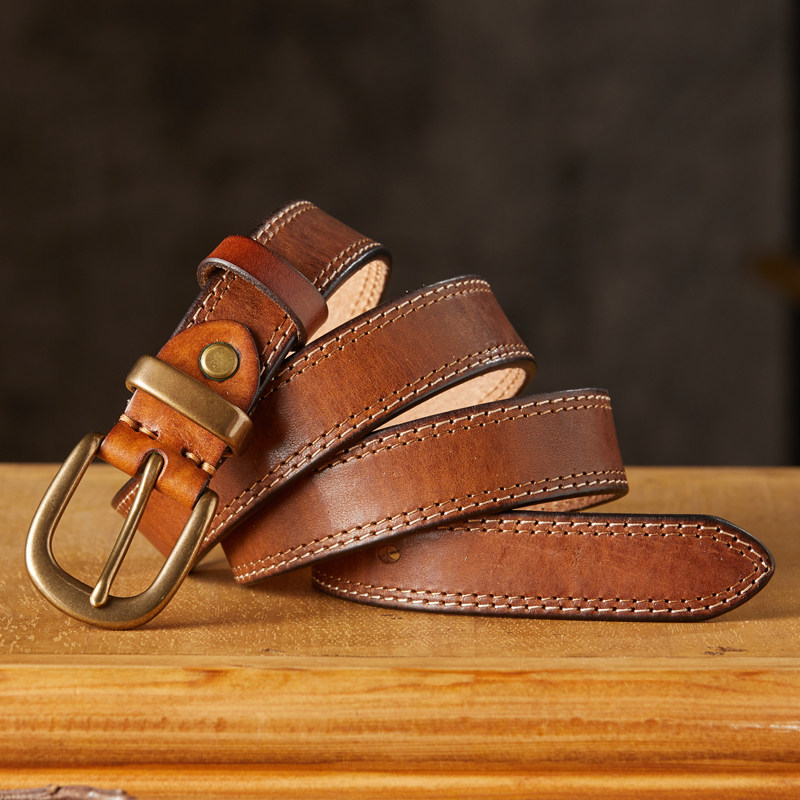 手工头层牛皮针扣皮带女士真皮铜扣时尚潮流装饰腰带百搭牛仔裤带,服饰配件/皮带/帽子/围巾,腰带/皮带/腰链,淘宝优惠券,粉丝福利购,淘宝优惠卷