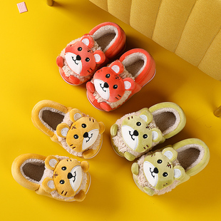 冬季儿童棉拖鞋1-3岁5男宝宝包跟棉鞋女小童居家室内毛毛鞋虎头鞋