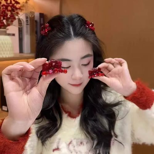 依牧高级感双面蝴蝶结闪钻小抓夹