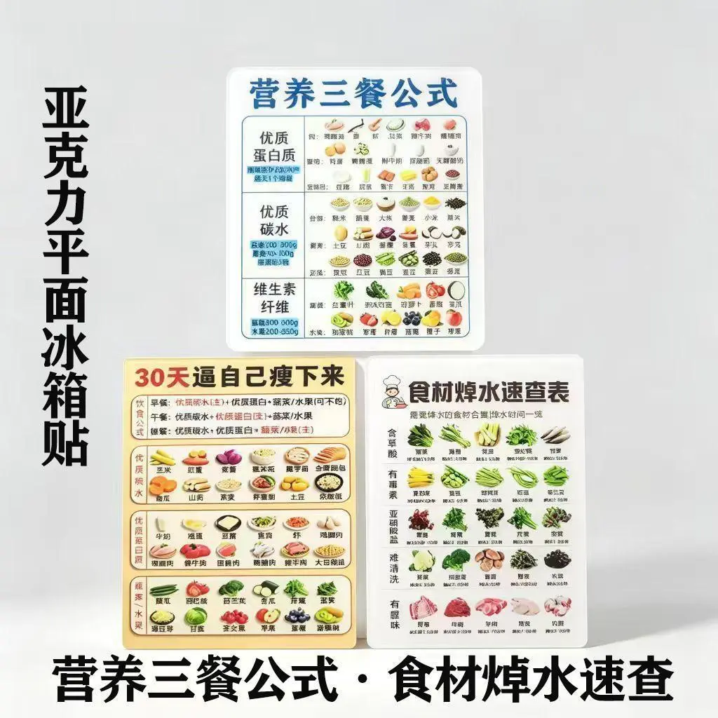 营养三餐亚克力磁吸冰箱贴厨房贴