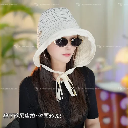 橙子欧尼系带蛋卷全脸防晒帽
