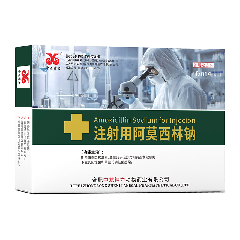 中龙注射用阿莫西林钠兽用猪胸膜肺炎副伤寒牛羊抗菌消炎退烧兽药