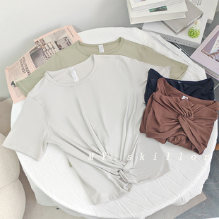 入股不亏~Iu希腊扭结收腰显瘦圆领宽松T恤高级设计感短袖夏季新款