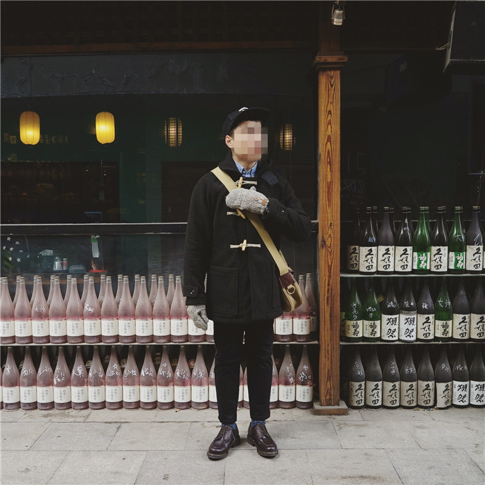 woolen overcoat 混纺毛呢中长款情侣木扣大衣