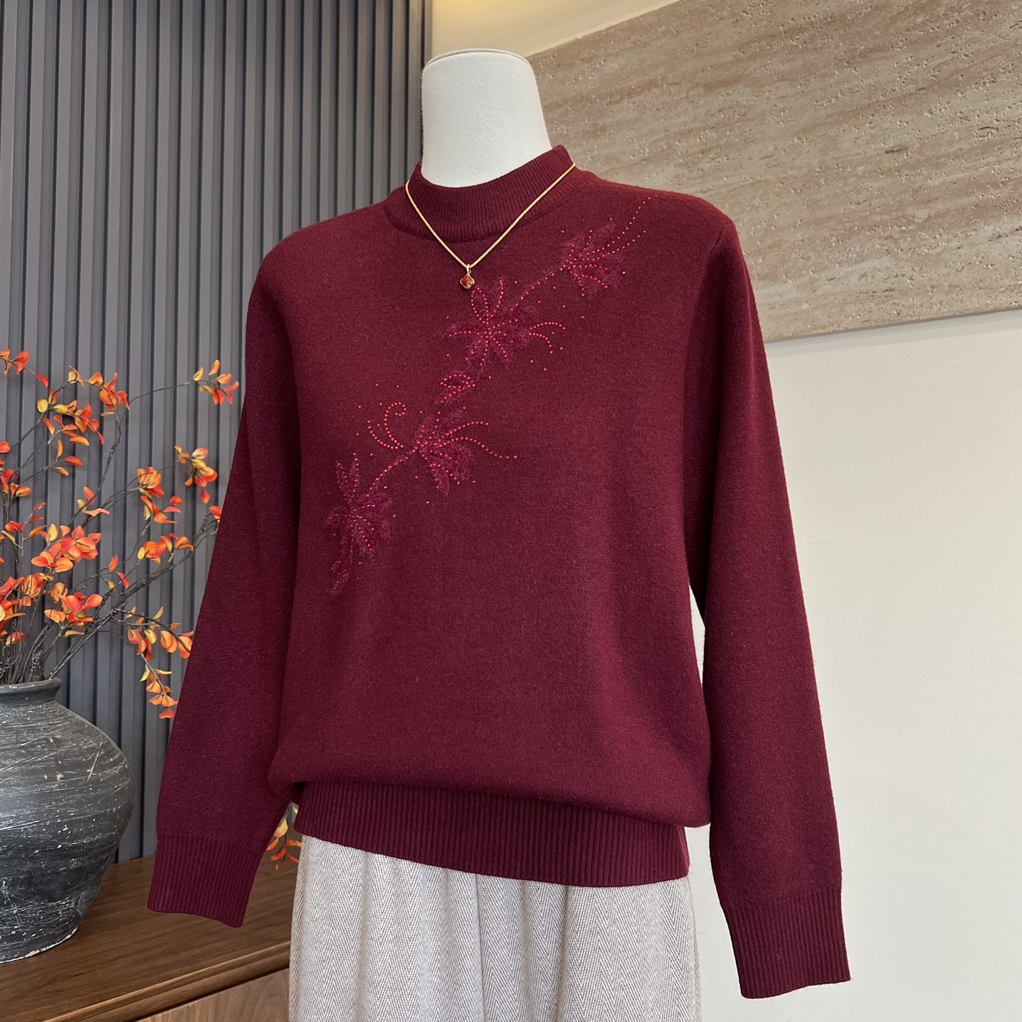 时尚新款妈妈装冬季中领洋气内搭加厚上衣中老年女一体绒保暖毛衣,女装/女士精品,中老年女装,淘宝优惠券,粉丝福利购,淘宝优惠卷