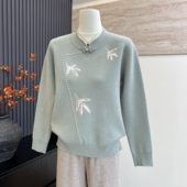 长袖 新中式 打底中老年女士春冬毛衣 针织衫 上衣国风时尚 妈妈装 秋季