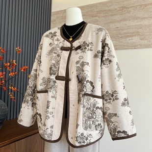 中老年女时尚 新中式 气质棉服外套 加厚保暖棉衣开衫 冬季 新款 妈妈装