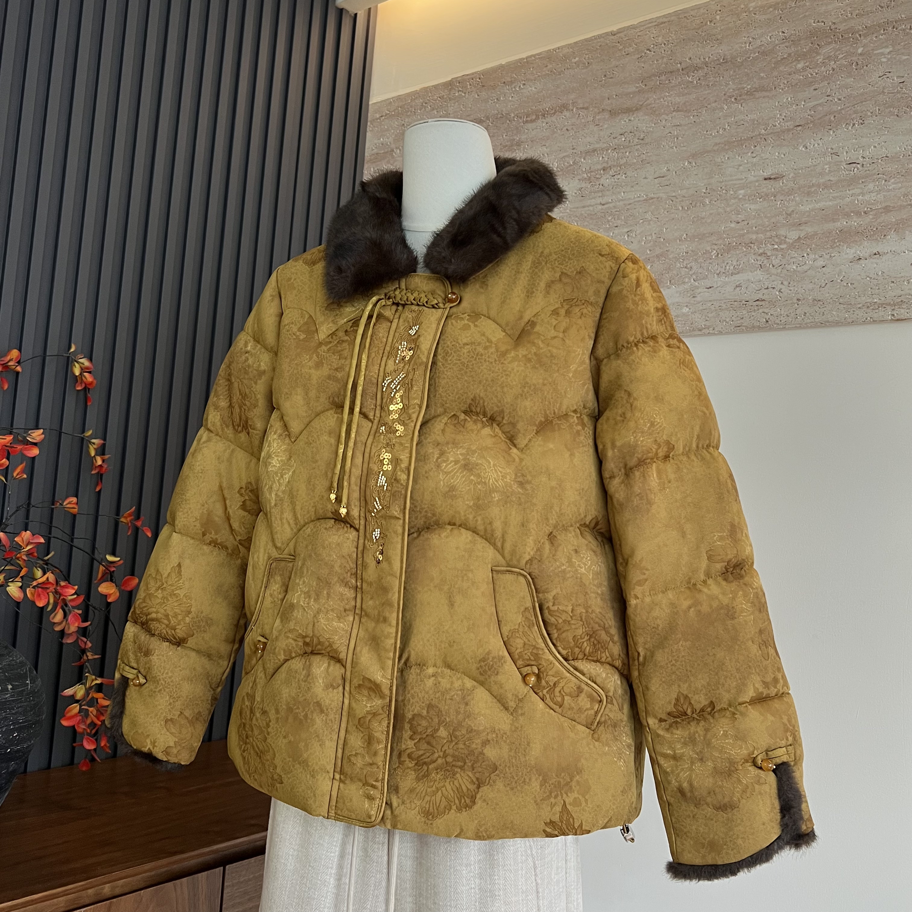 新中式妈妈装冬季保暖拉链棉服