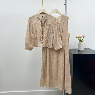 新中式妈妈夏装连衣裙两件套新款